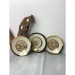 3 Vintage Art of Chokin DYNASTY GALLERY 24K Gold Trimmed Signed Plates